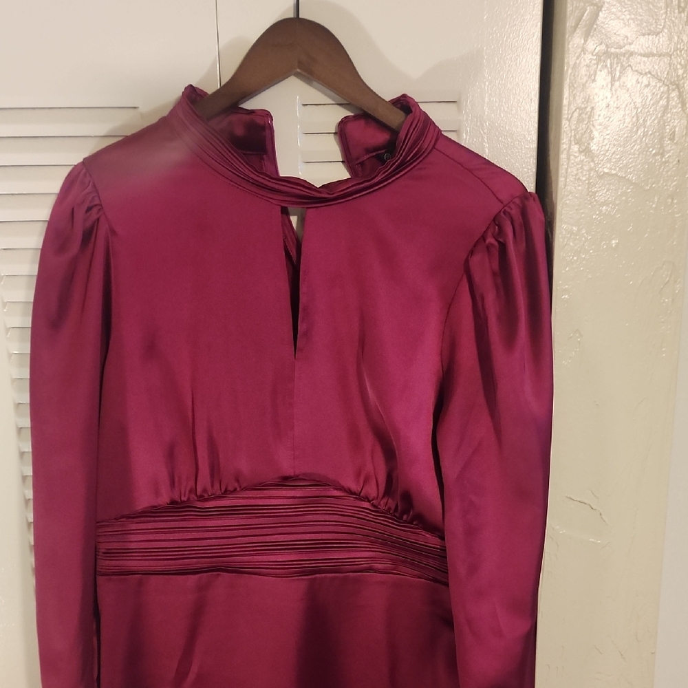 Elegant Magenta Long Sleeve Dress